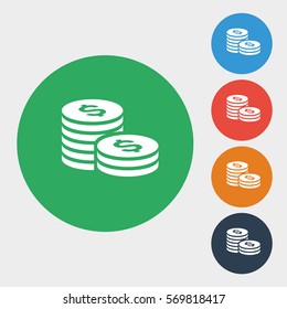 Dollar coins icon Multi flat color