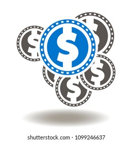 Dollar Coins Icon Vector. American Money Illustration. Global Currency Finance Business Shopping Logo Symbol.