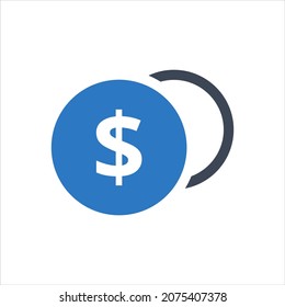 Icono de monedas en dólares ilustración vectorial