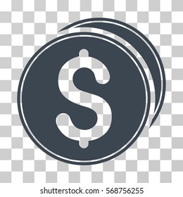Dollar Coins icon. Vector illustration style is flat iconic symbol, smooth blue color, transparent background. Designed for web and software interfaces.