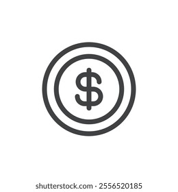 Dollar Coins icon Vector logo outline