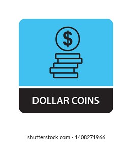 Dollar coins icon for web and mobile