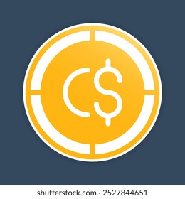 Dollar coins icons. Canadian money symbols, gradient fill currency icons for finance apps.