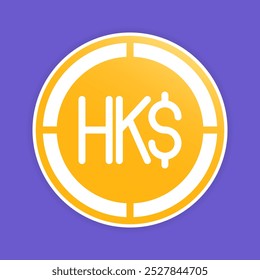 Dollar coins icons. Hong Kong money symbol, minimalist currency icons with gradient fill.