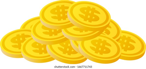 Dollar coins isolated vector illustration