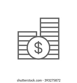 Dollar coins line icon.