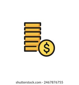 Dollar coins line vector icon. Money, cash, stack. Finance concept. Can be used for topics like banking, saving, profit