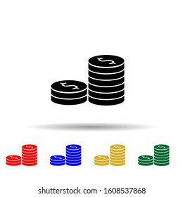 dollar coins multi color style icon. Simple glyph, flat vector of profit icons for ui and ux, website or mobile application
