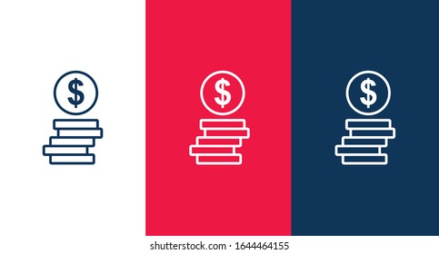 Dollar coins outline icon for web and mobile
