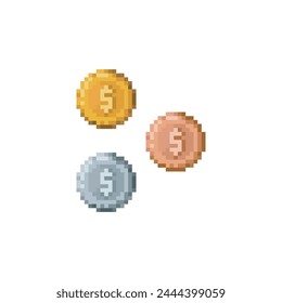 Dollar coins, pixel art object