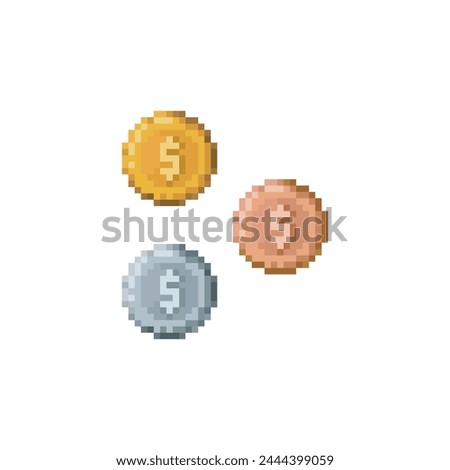 Dollar coins, pixel art object