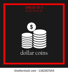 dollar coins sketch vector icon