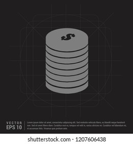 Dollar coins stack con - Black Creative Background - vector icon