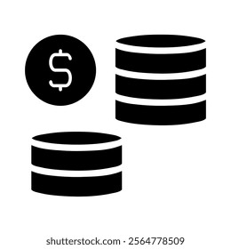 Dollar coins stack icon. Concept of savings, investment, and wealth.