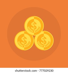 Monedas En Dólar Icono De Pila Dinero Concepto Ilustración Vector Plano