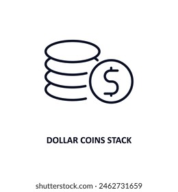 dollar coins stack outline icon.  Thin line icon from business collection. Editable vector isolated on white background