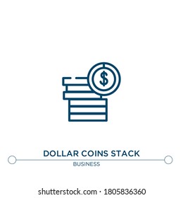 dollar coins stack vector line icon. Simple element illustration. dollar coins stack outline icon from business concept. Can be used for web and mobile
