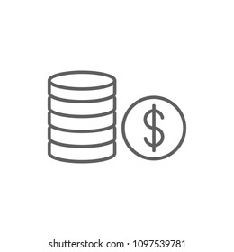 Dollar coins thin icon vector