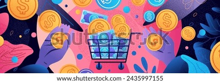 dollar coins in trolley cart financial banking wealth transformation technology fintech business investment shopping money global payment
