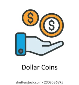 Dollar Coins Vector Fill outline Icon Design illustration. Seo and web Symbol on White background EPS 10 File