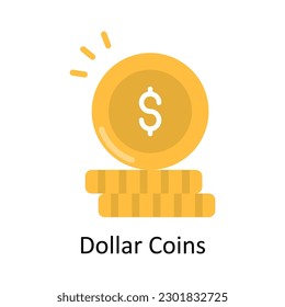 Dollar Coins vector Flat Icon Design illustration. Finance Symbol on White background EPS 10 File