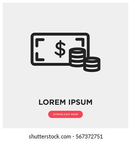 Dollar with coins vector icon