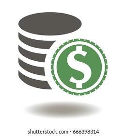Dollar Coins Vector Icon Dollars Coin (Cent) Illustration. Money Cash Banking Finance Business illustrations.