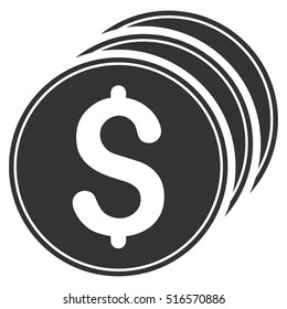 Dollar Coins vector icon. Flat gray symbol. Pictogram is isolated on a white background. Designed for web and software interfaces.