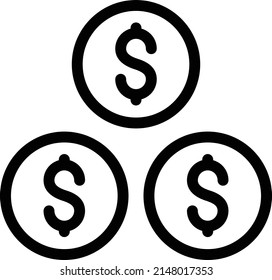 dollar coins Vector illustration on a transparent background.Premium quality symbols.Thin line vector icon for concept and graphic design.