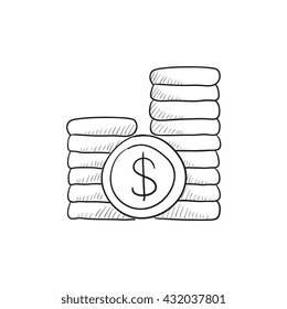 Dollar coins vector sketch icon isolated on background. Hand drawn Dollar coins icon. Dollar coins sketch icon for infographic, website or app.