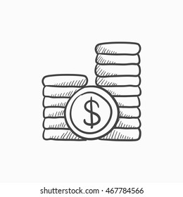 Dollar coins vector sketch icon isolated on background. Hand drawn Dollar coins icon. Dollar coins sketch icon for infographic, website or app.