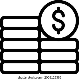 dollar coins vector thin line icon