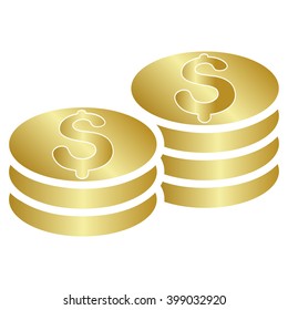 Dollar Coins vector toolbar icon for software design. Style is a gradient icon symbol on a white background.