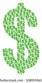 Dollar collage of dollars and spheric points. Vector dollar currency signs are grouped into dollar collage.
