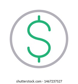 dollar colour line vector icon