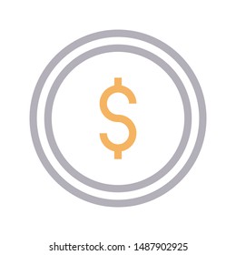 dollar colour line vector icon