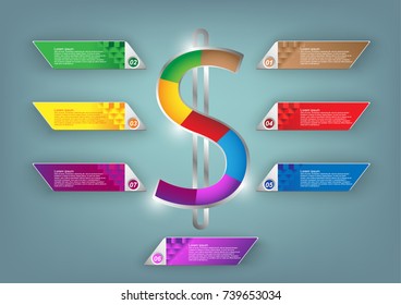 Dollar concept and idea infographic template for create report and presentation. Vector EPS10