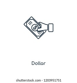 Dollar concept line icon. Linear Dollar concept outline symbol design. This simple element illustration can be used for web and mobile UI/UX.