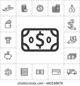 dollar concept. thin line money icon set