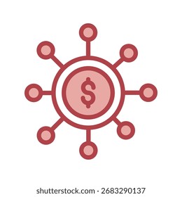 Ícone de linha de duotônico Dollar Connection , vetor, pixel perfect, arquivo ilustrador 
