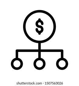 dollar connection thin line vector icon