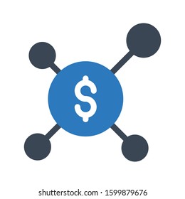 dollar connection vector glyph color icon 