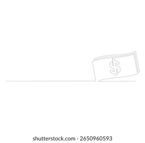 Dibujo de línea continua en dólares. Vector de símbolos financieros en dólares. Ilustrador financiero editable