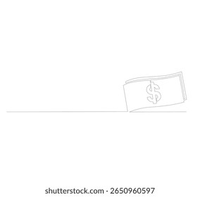 Dibujo de línea continua en dólares. Vector de símbolos financieros en dólares. Ilustrador financiero editable