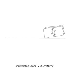 Dibujo de línea continua en dólares. Vector de símbolos financieros en dólares. Ilustrador financiero editable