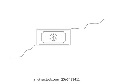 Dollar continuous one line drawing and simple isolated outline vector design