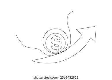 Dollar continuous single line art and isolated outline vector illustration