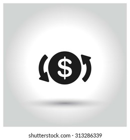 Dollar Converter Icon. Black Business Pictogram. vector illustration