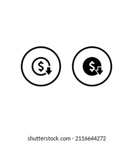 Dollar Cost Reduction Icon Vector in Line Style