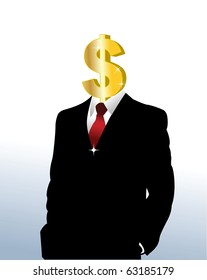 Dollar in a costume on a white background